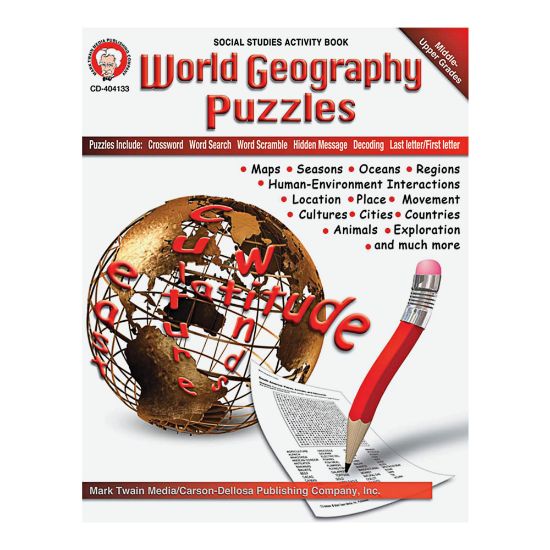 Picture of Mark Twain World Geography Puzzles Book, Grades 6 - 12