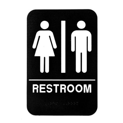 Picture of Alpine Unisex Restroom Sign, 9in x 6in, Black/White, Pack Of 10 Signs