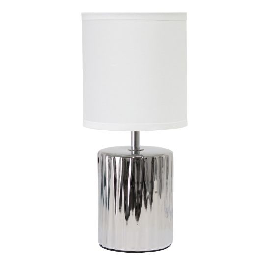 Picture of Simple Designs Ruffled Capsule Table Lamp, 11-5/8inH, White/Chrome