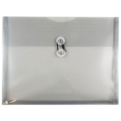 Picture of JAM Paper Booklet Plastic Envelopes, Letter-Size, 9 3/4in x 13in, Button & String Closure, Smoke Gray, Pack Of 12