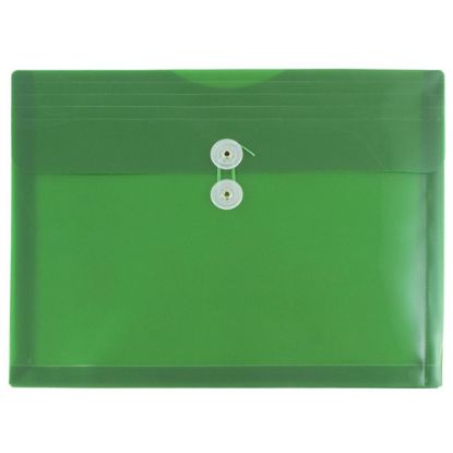 Picture of JAM Paper Booklet Plastic Envelopes, Letter-Size, 9 3/4in x 13in, Button & String Closure, Green, Pack Of 12