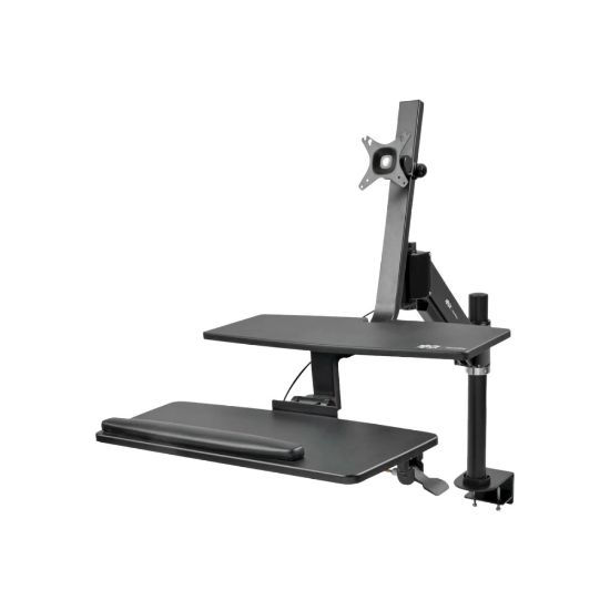 Picture of Tripp Lite 24inW Sit Stand Desktop Workstation Standing Desk With Single Monitor Clamp, Black