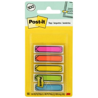 Picture of Post-it Notes Arrow Flags, 1-3/4in x 1/2in, Assorted Bright Colors, Pack Of 100 Flags