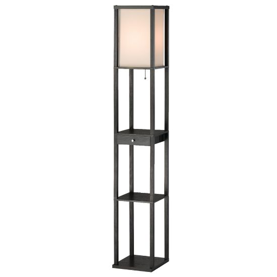 Picture of Adesso Parker Shelf Floor Lamp With Drawer, 62 1/2inH, Off-White/Black