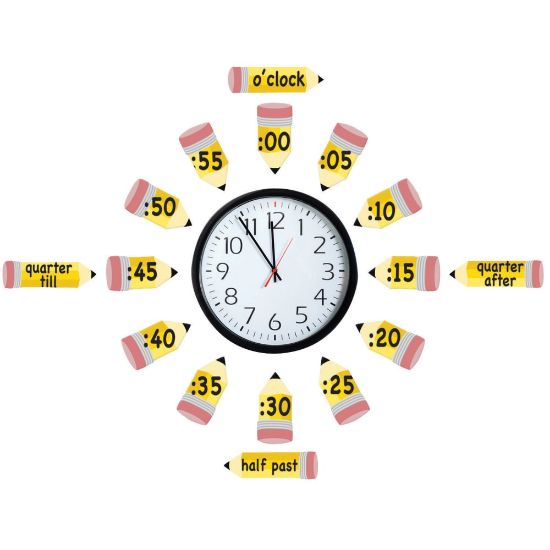 Picture of Eureka Telling Time Bulletin Board Set, Multicolor, Kindergarten - Grade 12