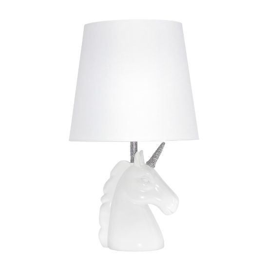 Picture of Simple Designs Sparkling Unicorn Table Lamp, 16inH, White/Silver