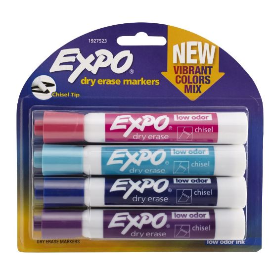 Picture of EXPO Low-Odor Dry-Erase Markers, Chisel Point, Pastel Colors, Pack Of 4