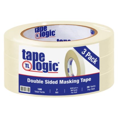 Picture of Tape Logic Double-Sided Masking Tape, 3in Core, 0.75in x 108ft, Tan, Case Of 3