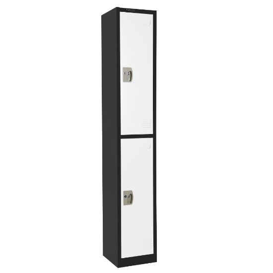 Picture of Alpine 2-Tier Steel Lockers, 72inH x 15inW x 15inD, Black/White, Set Of 2 Lockers