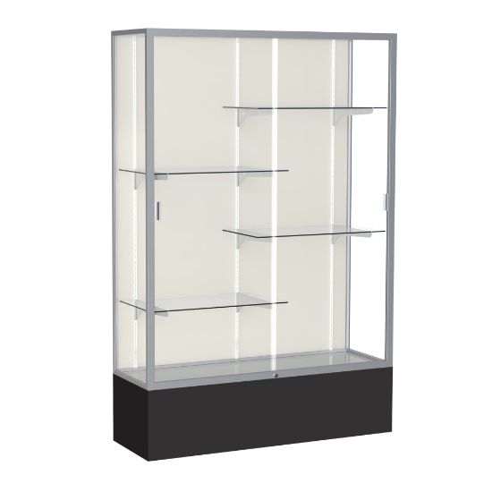 Picture of Waddell Spirit 4-Shelf Floor Display Case, 72inH x 48inW x 16inD, Black Base/Satin Finish