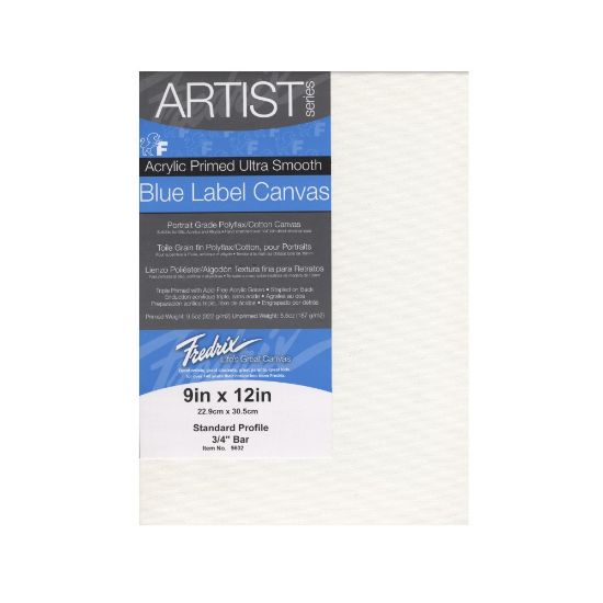 Picture of Fredrix Blue Label Ultra-Smooth Pre-Stretched Artist Canvases, 9in x 12in x 11/16in, Pack Of 2