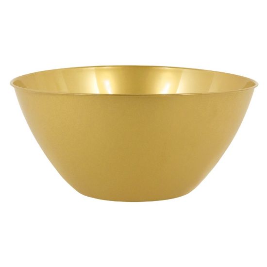 Picture of Amscan 2-Quart Plastic Bowls, 3-3/4in x 8-1/2in, Gold, Set Of 8 Bowls