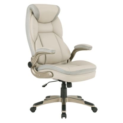 Picture of Office Star Ergonomic Leather High-Back Executive Office Chair, Taupe/Cocoa