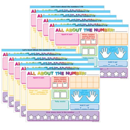 Picture of Ashley Productions Smart Poly PosterMat Pals Space Savers, 13in x 9-1/2in, All About The Number, Pack Of 10 Pieces