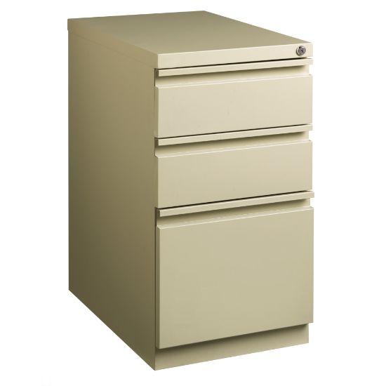 Picture of WorkPro 23inD Vertical 3-Drawer Letter-Size Mobile Pedestal File Cabinet, Metal, Putty