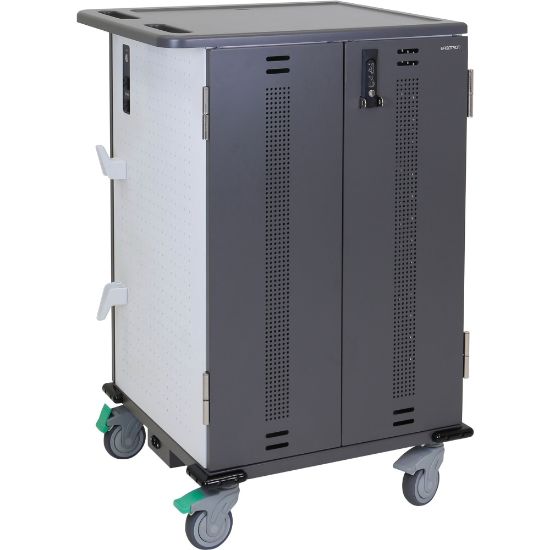 Picture of Ergotron YES36 Adjusta Charging Cart & Mobile Makerspace - 60 lb Capacity - 4 Casters - 4in Caster Size - 25in Width x 28.8in Depth x 41.5in Height - Gray, White - For 36 Devices