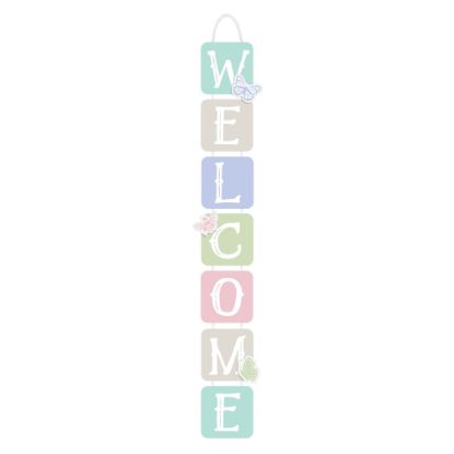 Picture of Amscan Spring Welcome Wooden Signs, 28-1/2in x 5in, Multicolor, Pack Of 2 Signs