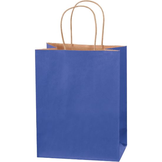 Picture of Partners Brand Tinted Shopping Bags, 10 1/4inH x 8inW x 4 1/2inD, Parade Blue, Case Of 250