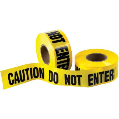 Picture of B O X Packaging Barricade Tape, Caution Do Not Enter, 3in Core, 3in x 333 Yd., Black/Yellow, Case Of 4