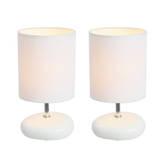 Picture of Simple Designs Stonies Small Stone Look Table Bedside Lamp, 10.24inH, White, 2pk