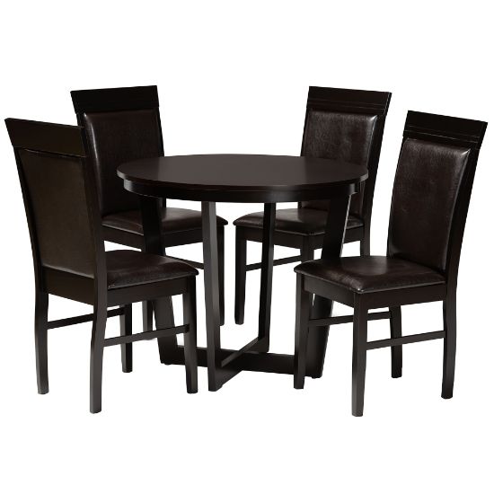 Picture of Baxton Studio Irma Dining Set, 29-15/16inH x 35-7/16inW x 35-7/16inD, Dark Brown/Espresso Brown