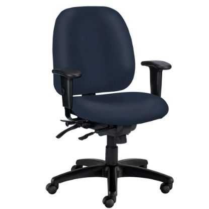 Picture of WorkPro 4X4 498SL Ergonomic Antimicrobial Vinyl Low-Back Multi-Function Task Chair, Navy/Black