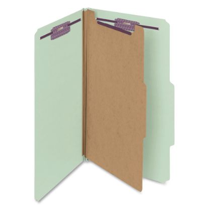 Picture of Smead Classification Folders, Pressboard With SafeSHIELD Fasteners, 1 Divider, 2in Expansion, Legal Size, 100% Recycled, Gray/Green, Box Of 10