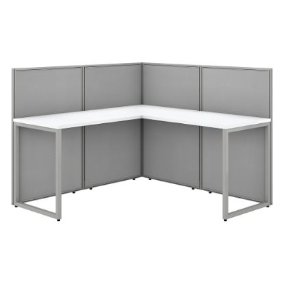 Picture of Bush Business Furniture Easy Office 60inW 1-Person L-Shaped Cubicle Desk Workstation With 45inH Panels, Pure White/Silver Gray, Standard Delivery