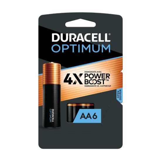 Picture of Duracell Optimum AA Alkaline Batteries, Pack Of 6