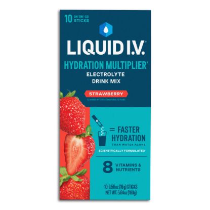 Picture of Liquid IV Strawberry Hydration Multiplier, 0.56 Fl Oz, Pack Of 10 Pouches