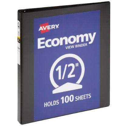 Picture of Avery Economy View 3-Ring Binder, 1/2in Round Rings, Black