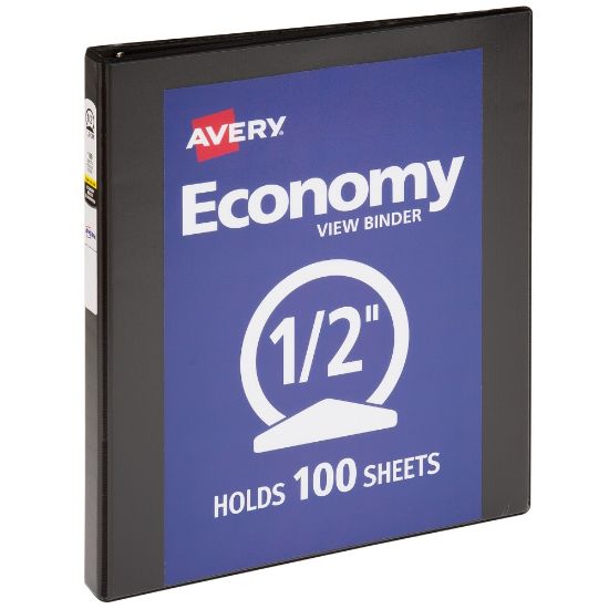 Picture of Avery Economy View 3-Ring Binder, 1/2in Round Rings, Black