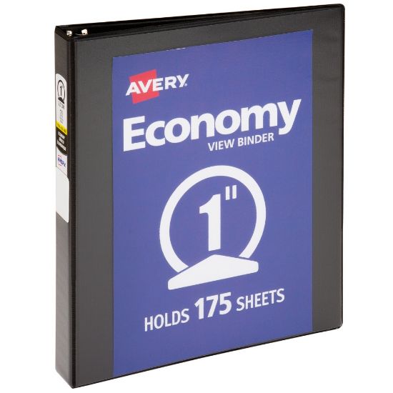 Picture of Avery Economy View 3 Ring Binder, 1 Inch Round Rings, Black, 1 Binder