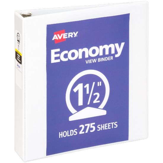 Picture of Avery Economy View 3 Ring Binder, 1.5in Round Rings, White, 1 Binder