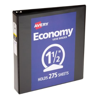 Picture of Avery Economy View 3-Ring Binder, 1 1/2in Round Rings, Black