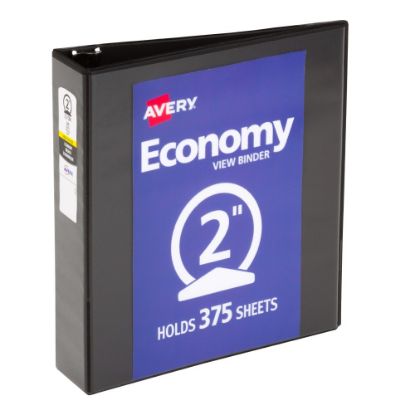 Picture of Avery Economy View 3-Ring Binder, 2in Round Rings, 39% Recycled, Black