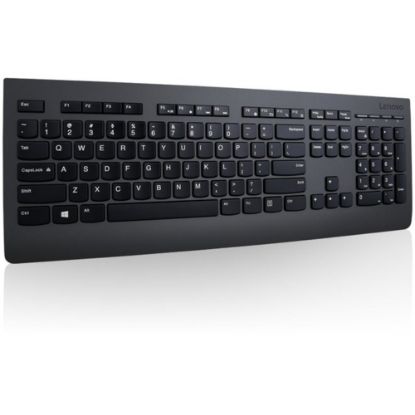 Picture of Lenovo Keyboard - Wireless Connectivity - RF - USB Interface - Spanish (Latin America) - Notebook, Tablet, Desktop Computer - Mechanical Keyswitch - Black