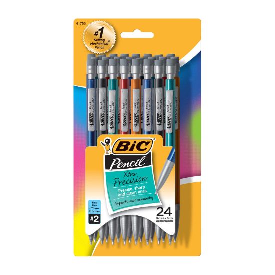 Picture of BIC Mechanical Pencils, Xtra Precision, Fine Point, 0.5 mm, Assorted Barrel Colors, Pack Of 24 Pencils