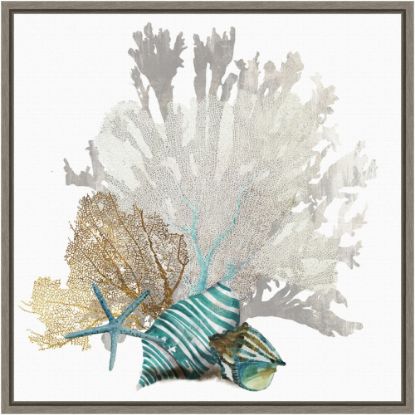 Picture of Amanti Art Coral by Aimee Wilson Framed Canvas Wall Art Print, 16inH x 16inW, Greywash