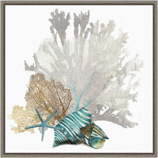 Picture of Amanti Art Coral by Aimee Wilson Framed Canvas Wall Art Print, 16inH x 16inW, Greywash