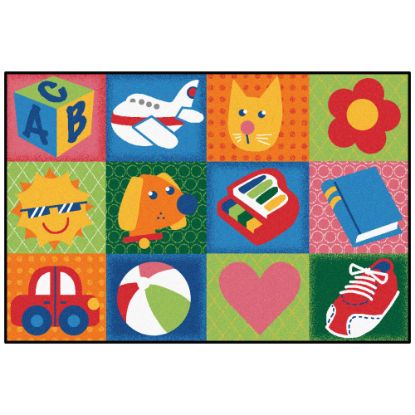 Picture of Carpets for Kids KID$Value Rugs Toddler Fun Squares Activity Rug, 4ft x 6ft , Multicolor