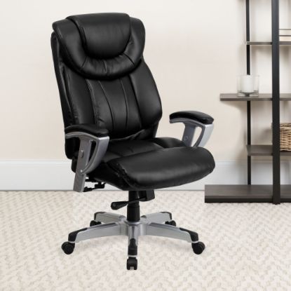 Picture of Flash Furniture Hercules Big & Tall LeatherSoft Faux Leather Swivel Office Chair With Adjustable Arms, Black