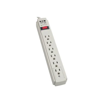 Picture of Eaton Tripp Lite Series Surge Protector Power Strip 120V 6 Outlet 8ft Cord 990 Joule Flat Plug - Surge protector - 15 A - AC 120 V - 1.875 kW - output connectors: 6 - light gray - for P/N: CLAMPUSBLK, CLAMPUSW