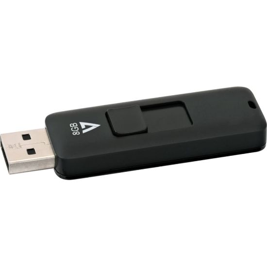 Picture of V7 8GB USB 2.0 Flash Drive - With Retractable USB connector - 8 GB - USB 2.0 - Black - 5 Year Warranty