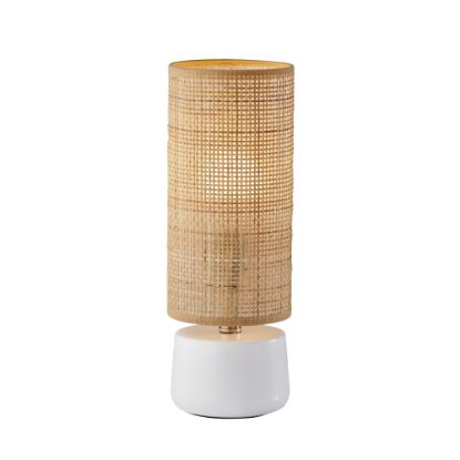 Picture of Adesso Sheffield Table Lantern, 16inH, Rattan Shade/White Base