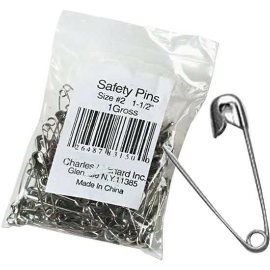 Picture of CLI Nickel-Plated Steel Safety Pins, 1 1/2in, Silver, Pack Of 144