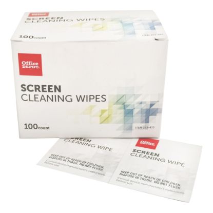 Picture of Office Depot Brand Screen Individually Wrapped Cleaning Wipes, Box Of 100