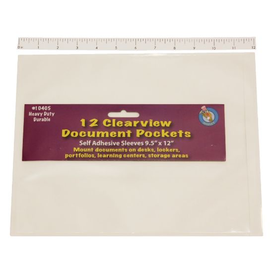 Picture of Ashley Productions Document Pockets, 9 1/2in x 12in, Clear, 12 Pockets Per Pack, Set Of 3 Packs