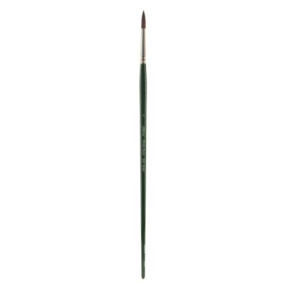 Picture of Silver Brush Ruby Satin Series Long-Handle Brush, 2500, Size 4, Round, Synthetic Bristles, Deep Green/Silver