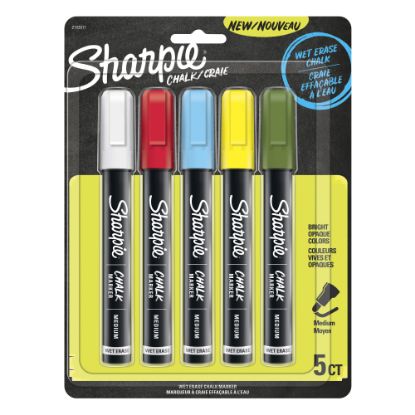 Picture of Sharpie Wet-Erase Chalk Markers, Medium Point, Assorted Colors, Pack Of 5 Markers